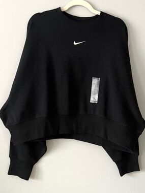 Nike Women’s Phoenix Fleece Over-Oversized Crew-Neck Sweatshirt - Black/Sail